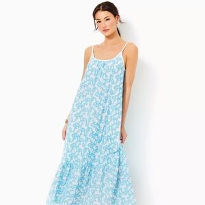 Lilly Pulitzer Amerie embroidered Blue and White Midi Dress